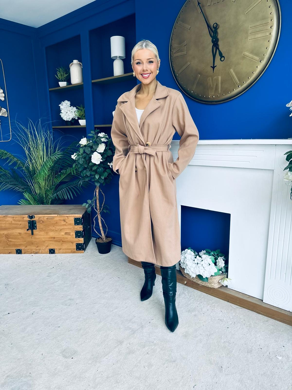 Claudia Detailed Trench Coat Beige