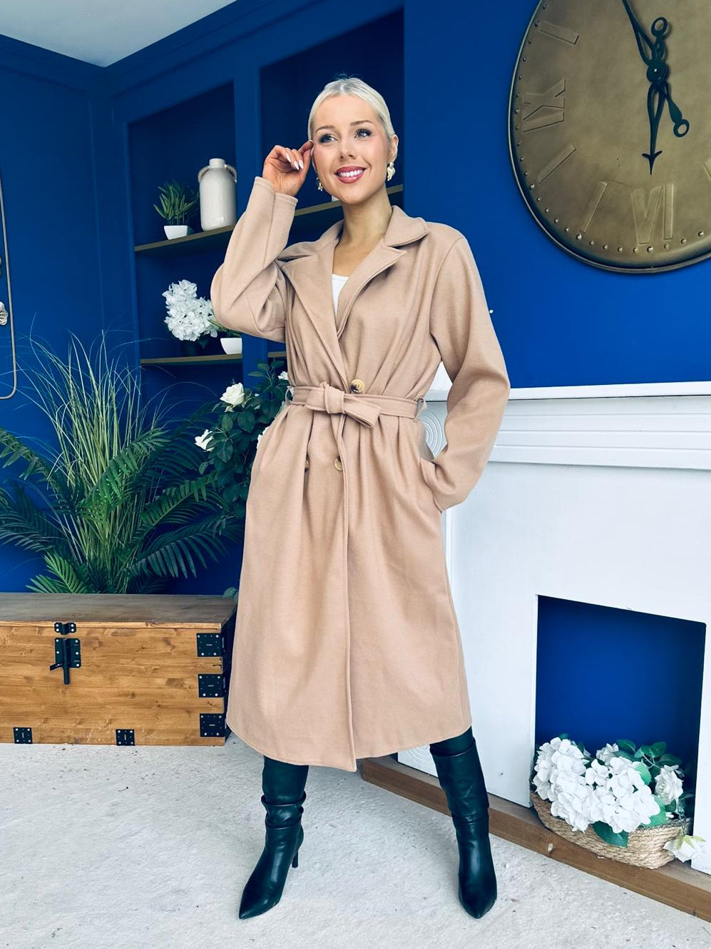 Claudia Detailed Trench Coat Beige