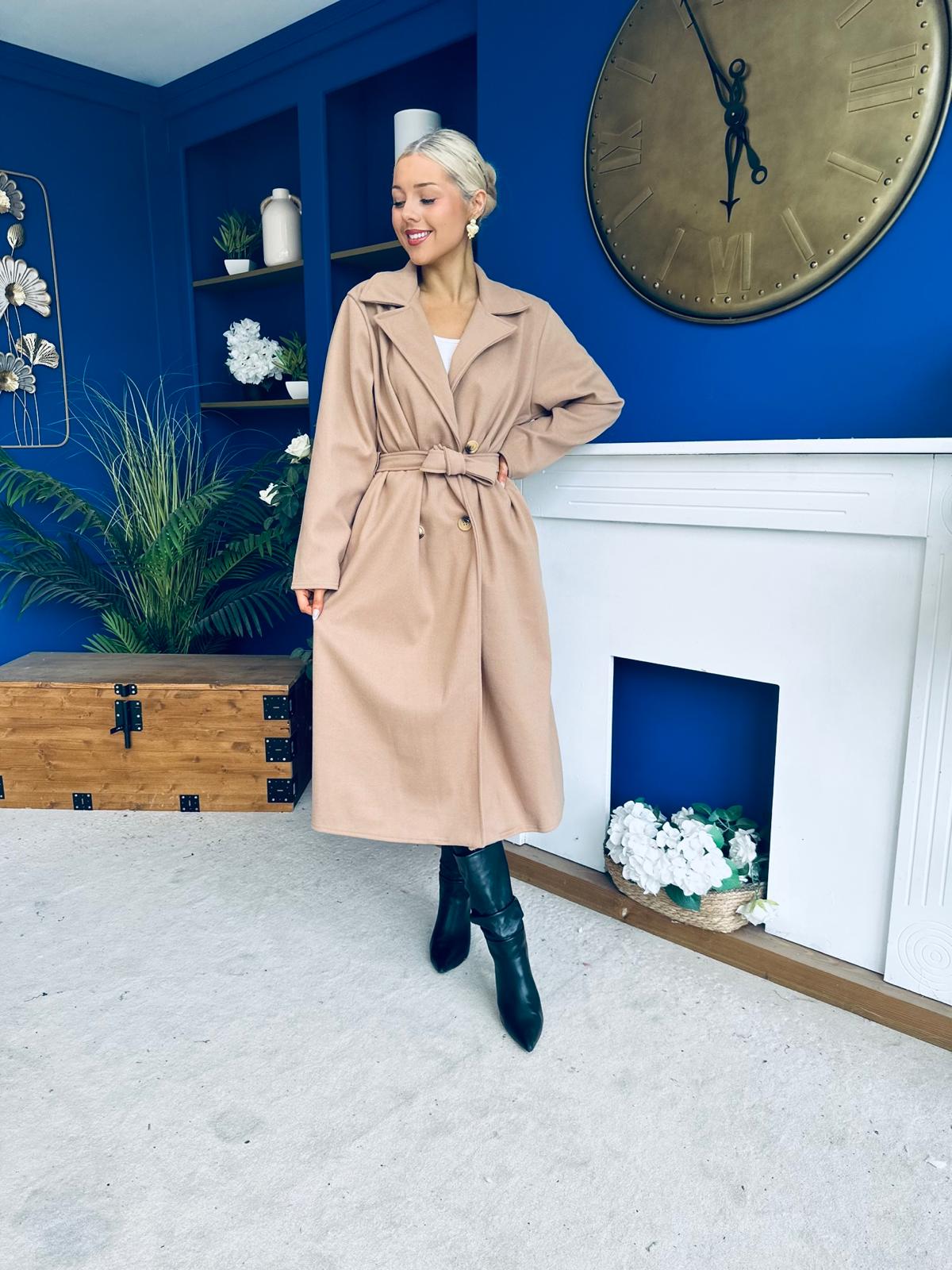 Claudia Detailed Trench Coat Beige