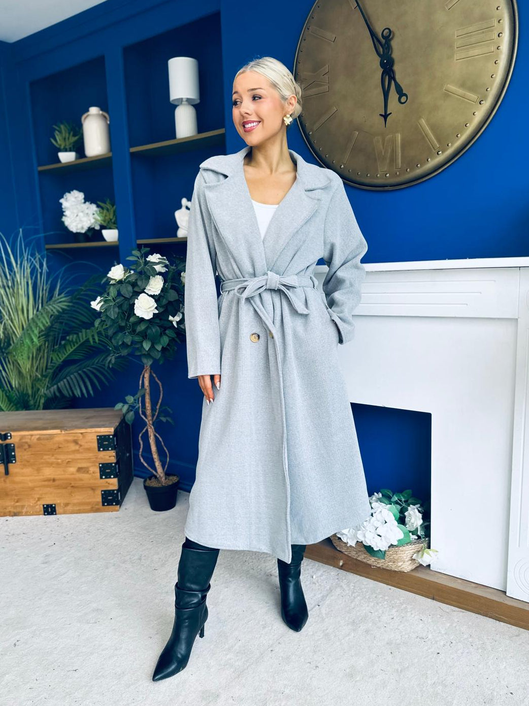 Claudia Detailed Trench Coat Grey