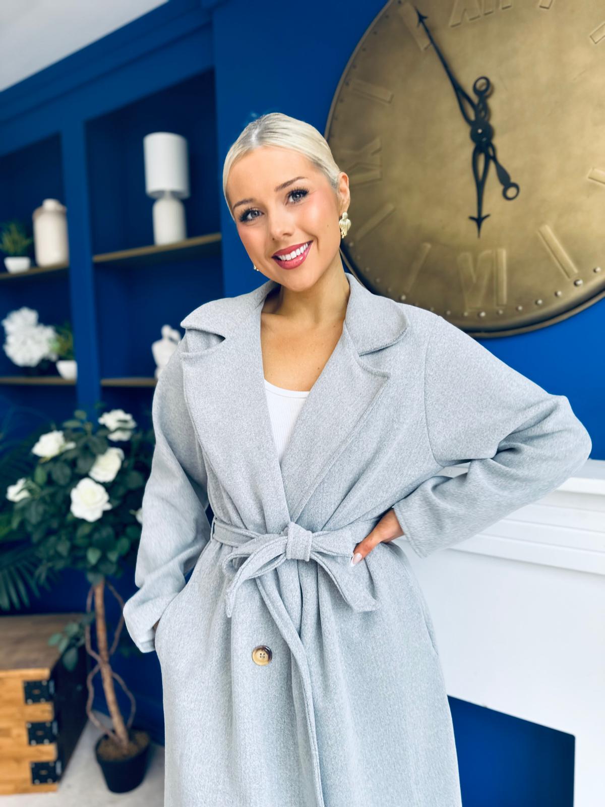 Claudia Detailed Trench Coat Grey