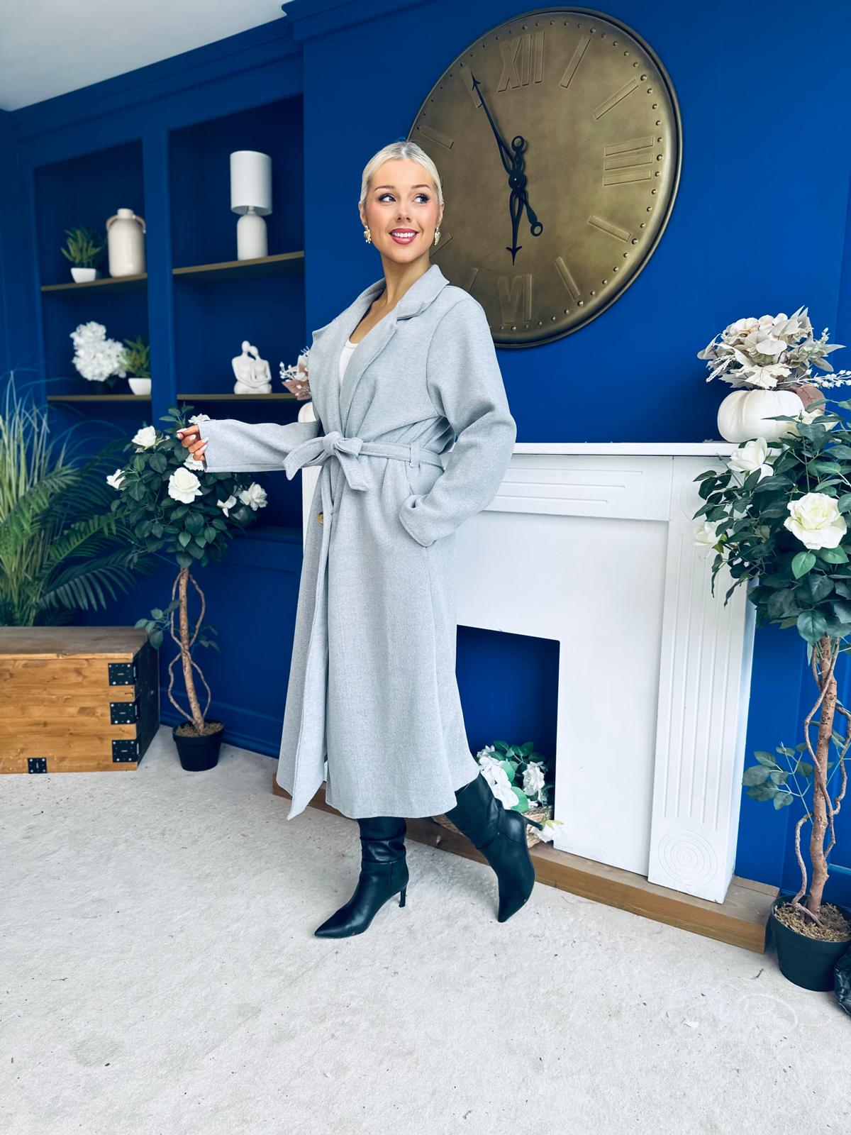 Claudia Detailed Trench Coat Grey