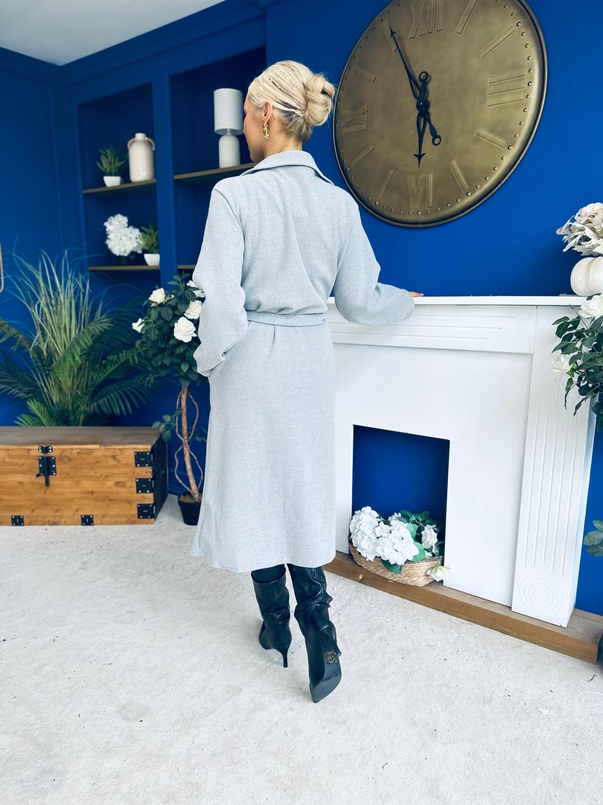 Claudia Detailed Trench Coat Grey