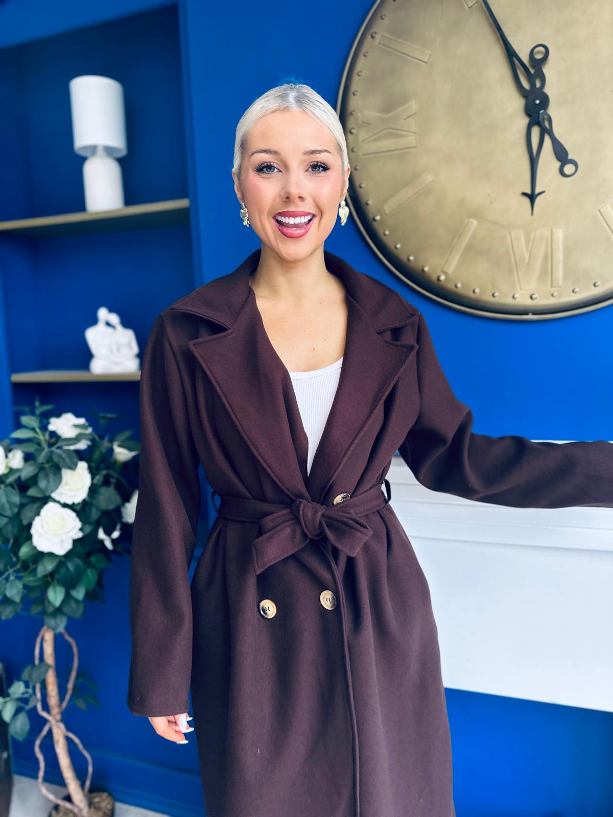 Claudia Detailed Trench Coat Chocolate