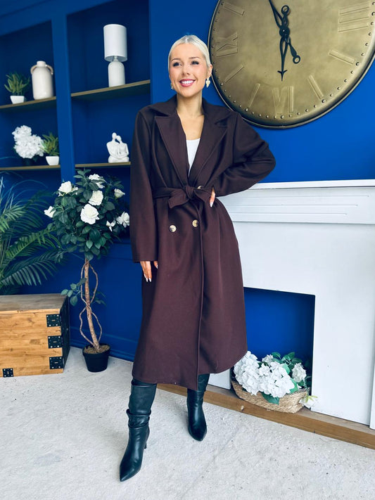 Claudia Detailed Trench Coat Chocolate