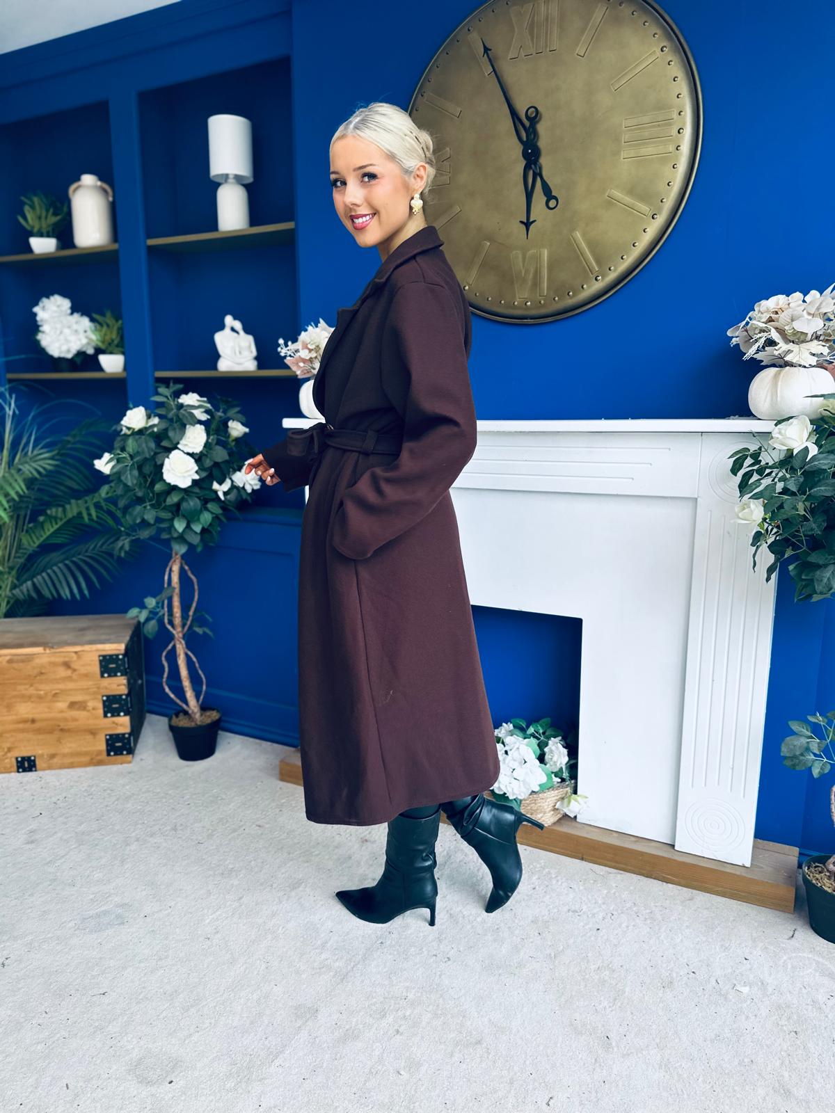 Claudia Detailed Trench Coat Chocolate