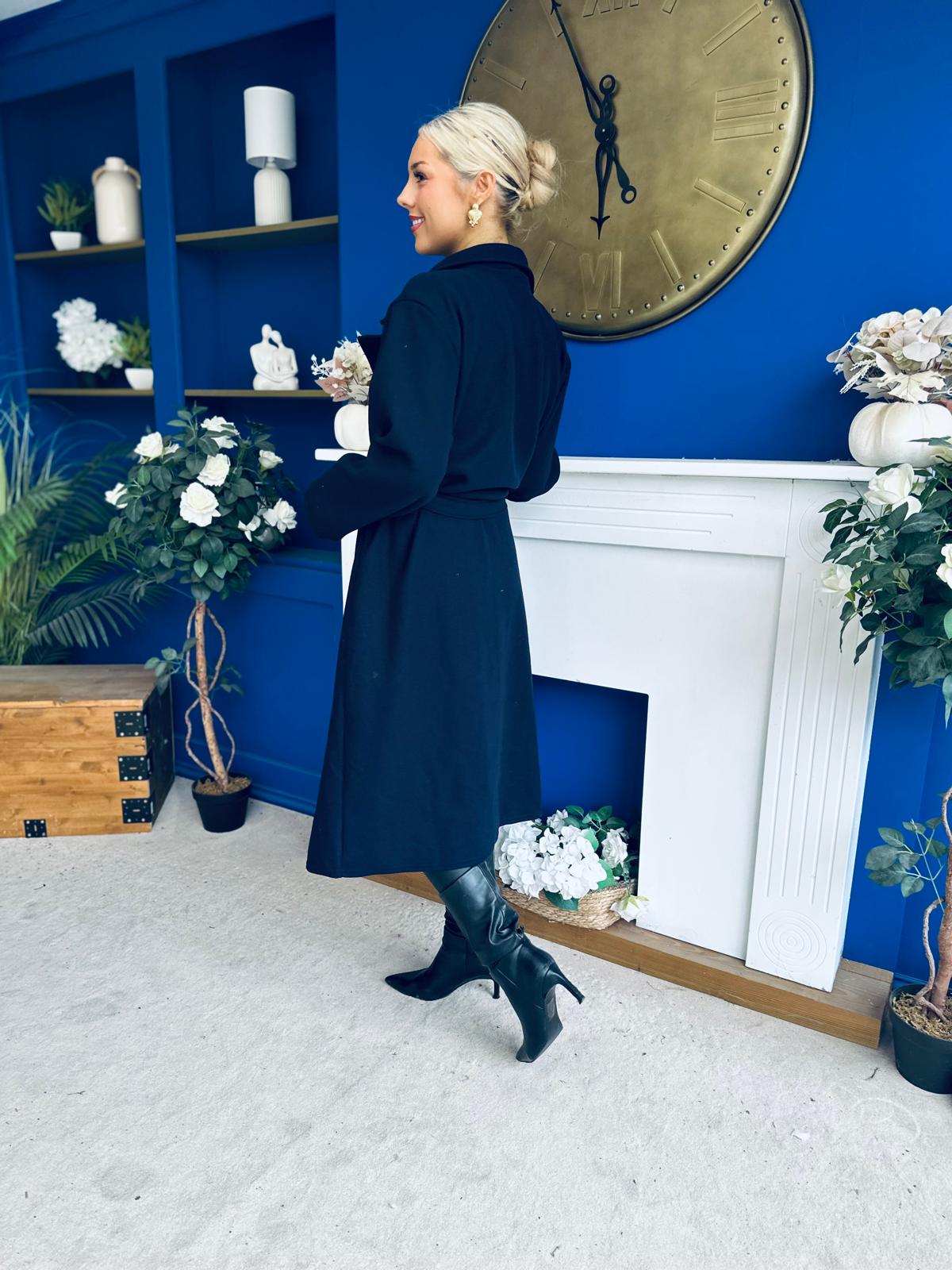Claudia Detailed Trench Coat Navy