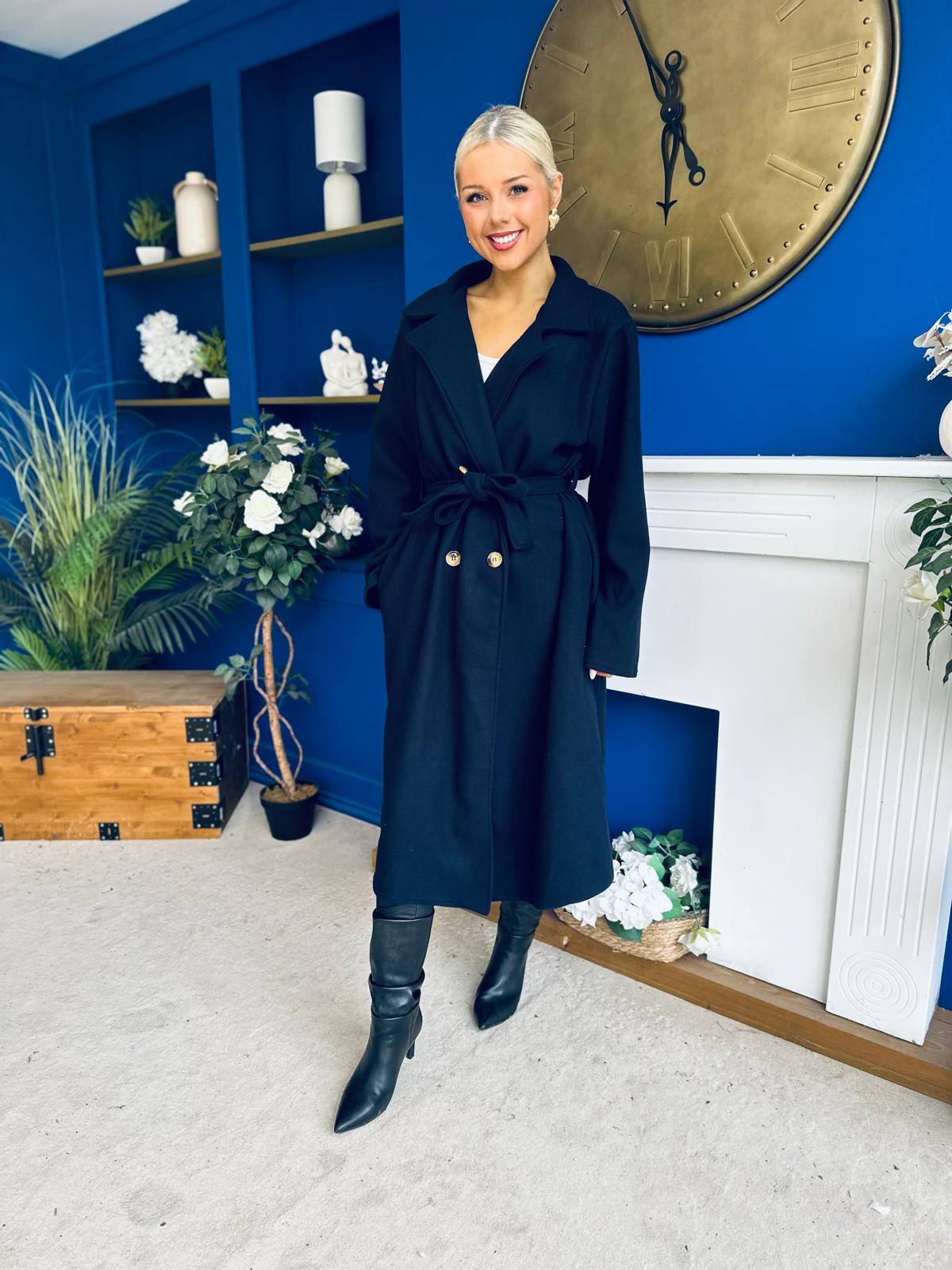 Claudia Detailed Trench Coat Navy