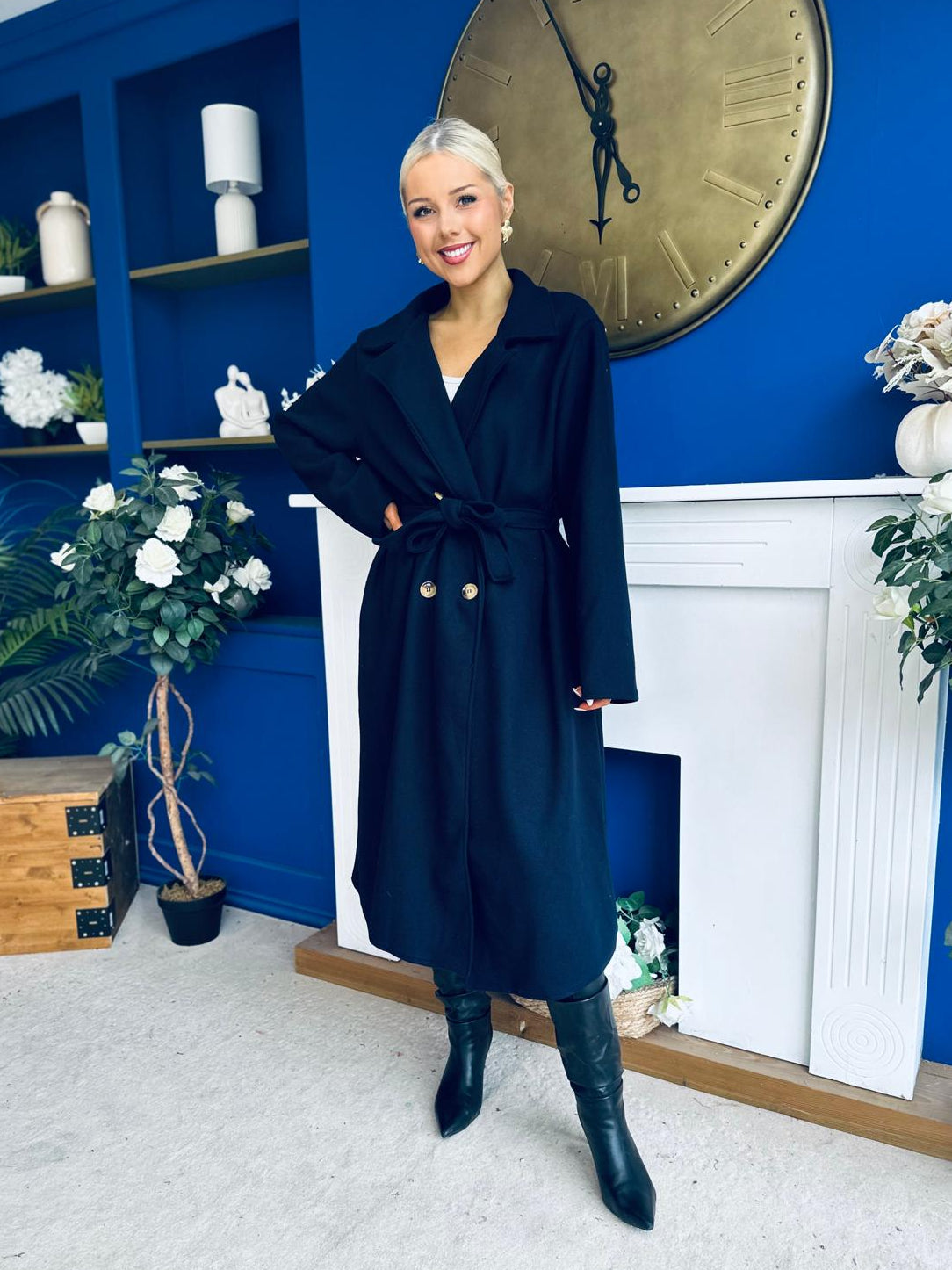 Claudia Detailed Trench Coat Navy