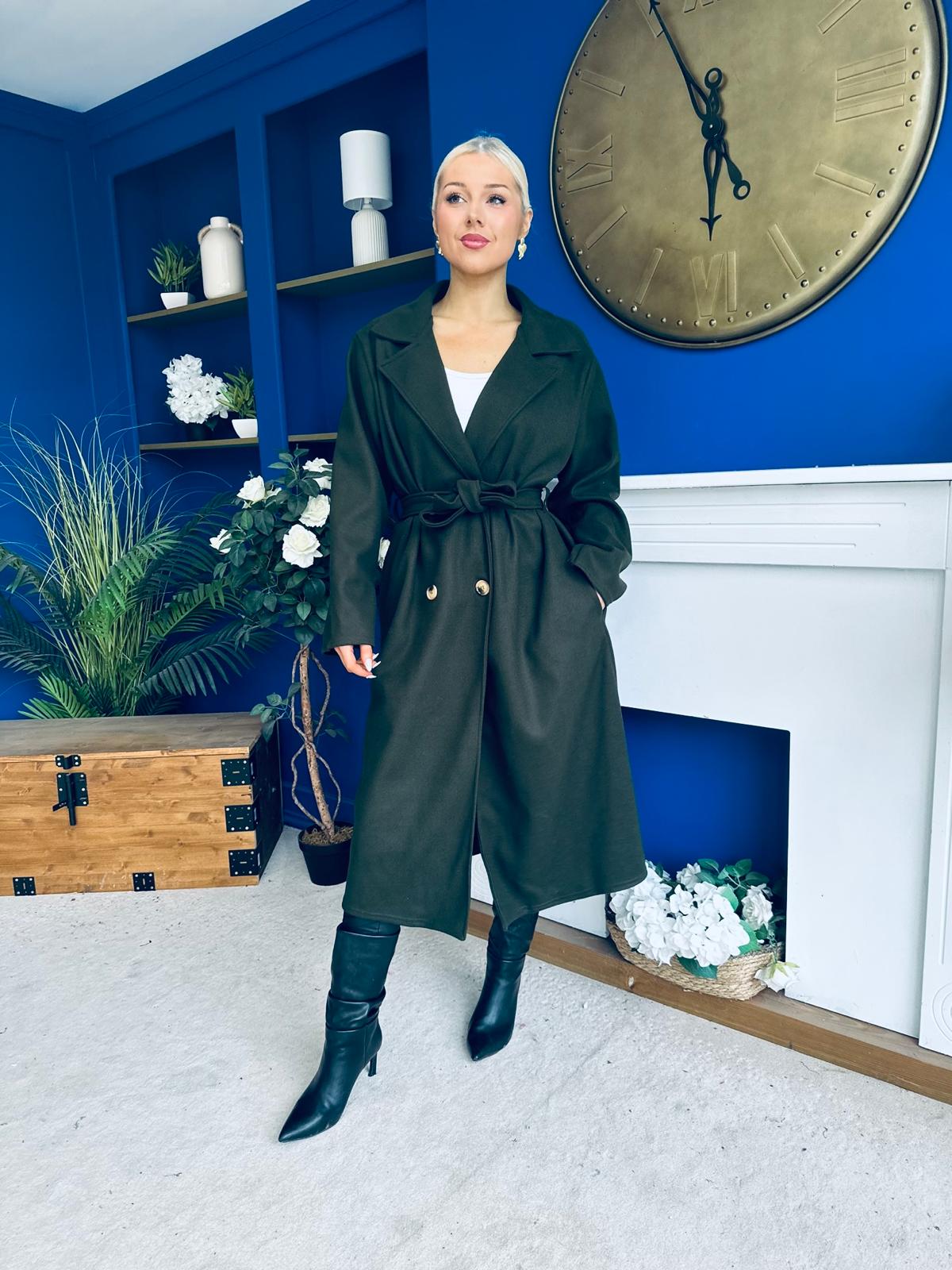 Claudia Detailed Trench Coat Khaki