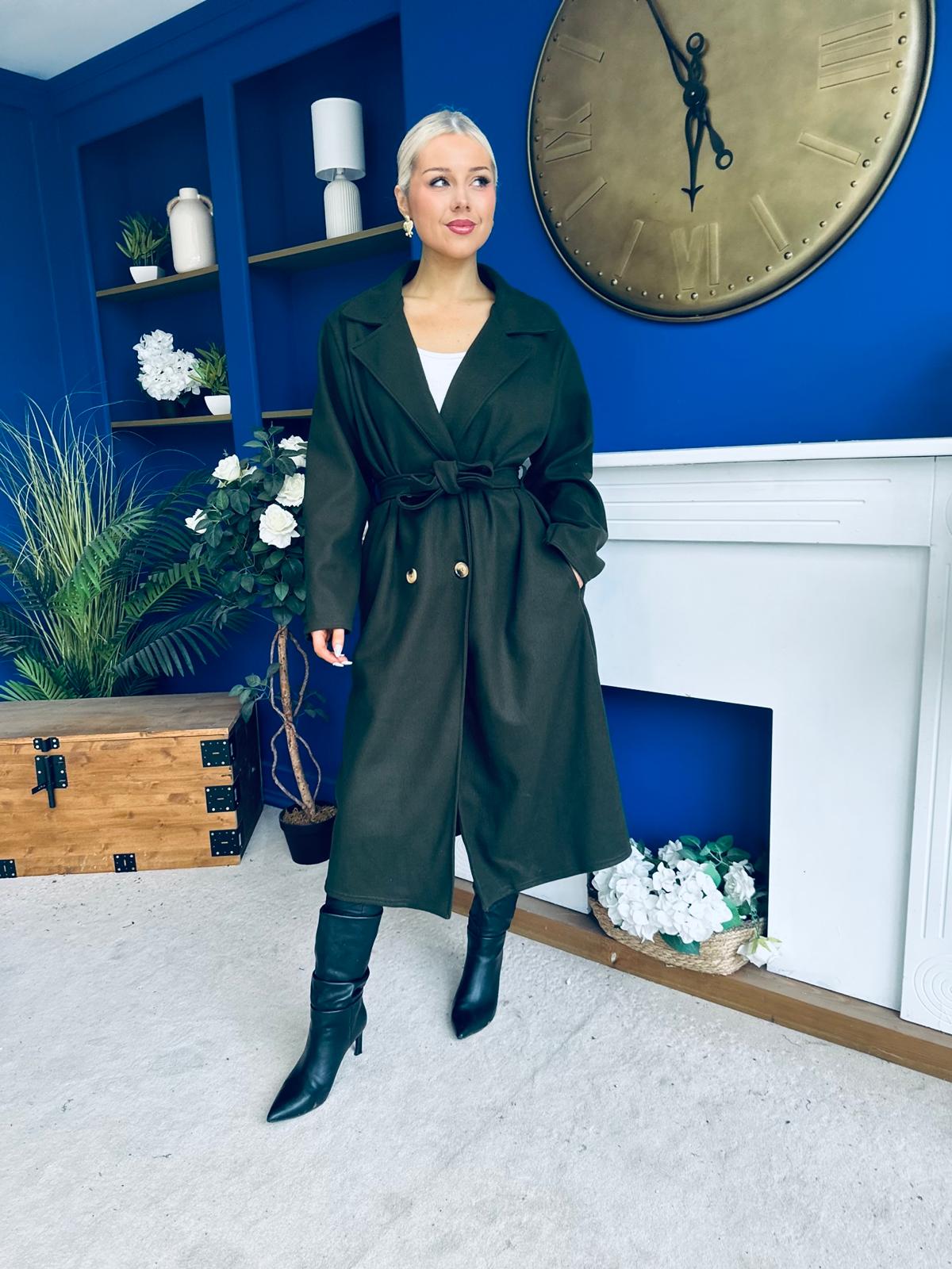 Claudia Detailed Trench Coat Khaki