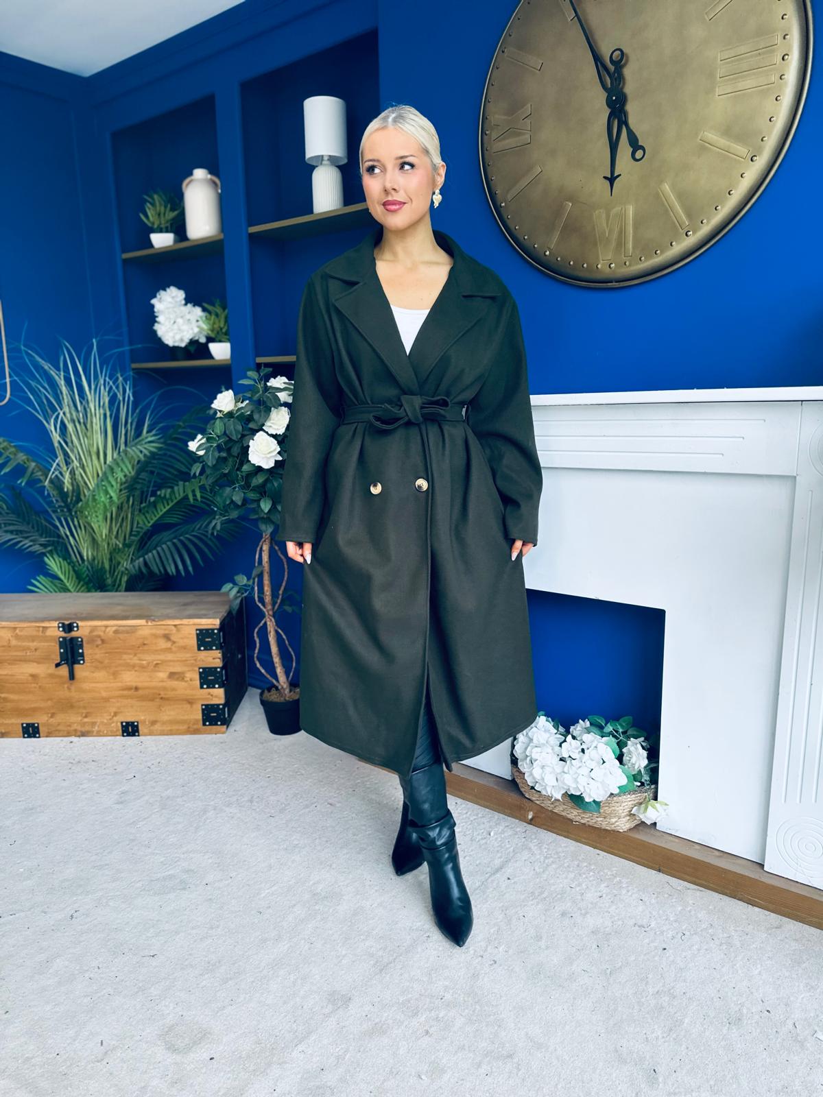 Claudia Detailed Trench Coat Khaki