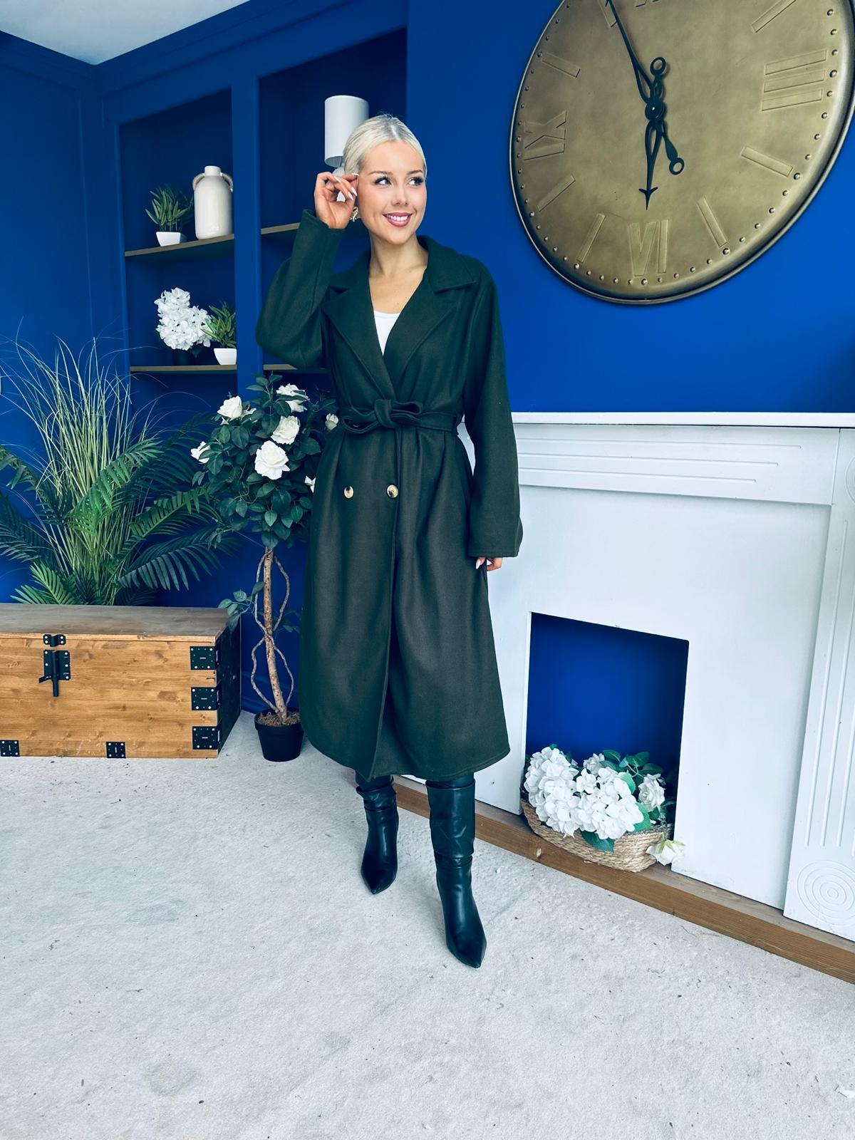 Claudia Detailed Trench Coat Khaki