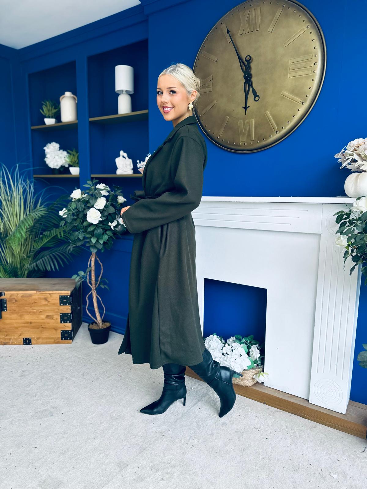 Claudia Detailed Trench Coat Khaki