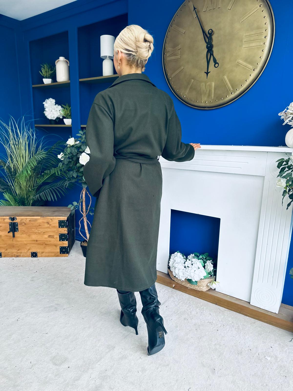 Claudia Detailed Trench Coat Khaki