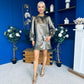 Kendra Metallic Mini Shift Dress Gold