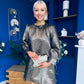 Kendra Metallic Mini Shift Dress Gold