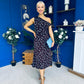 Luciana Tie Shoulder Midi Dress Blue Polka Coffee