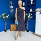Luciana Tie Shoulder Midi Dress Blue Polka Coffee