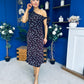 Luciana Tie Shoulder Midi Dress Blue Polka Coffee