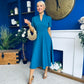 Simone Short Sleeve Midi Dress Teal
