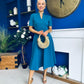 Simone Short Sleeve Midi Dress Teal