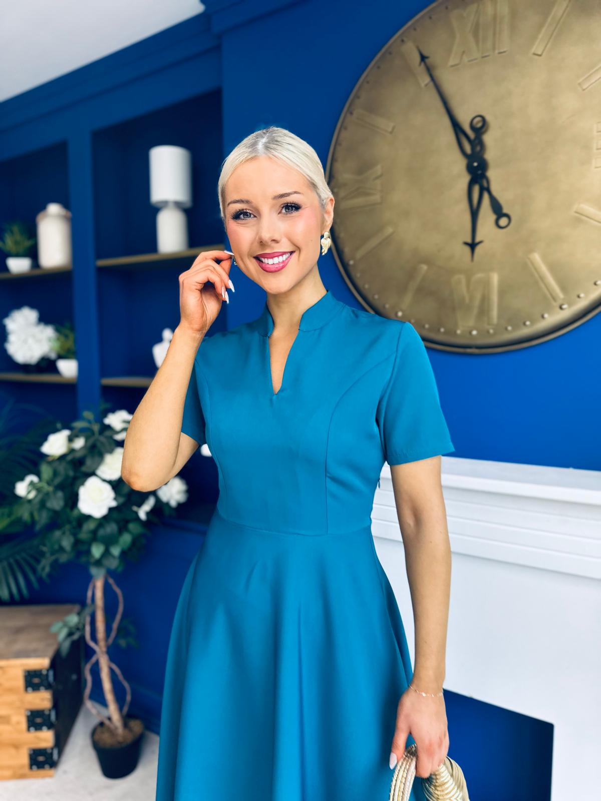 Simone Short Sleeve Midi Dress Teal