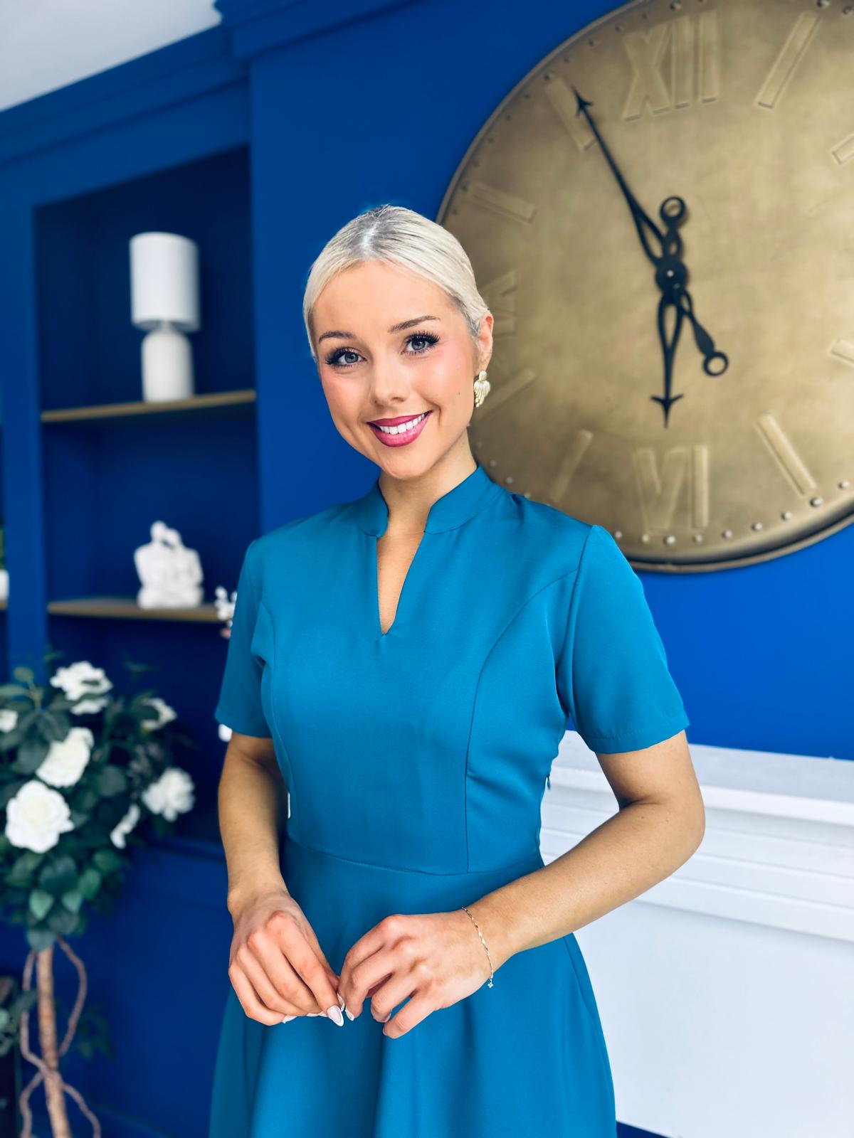 Simone Short Sleeve Midi Dress Teal
