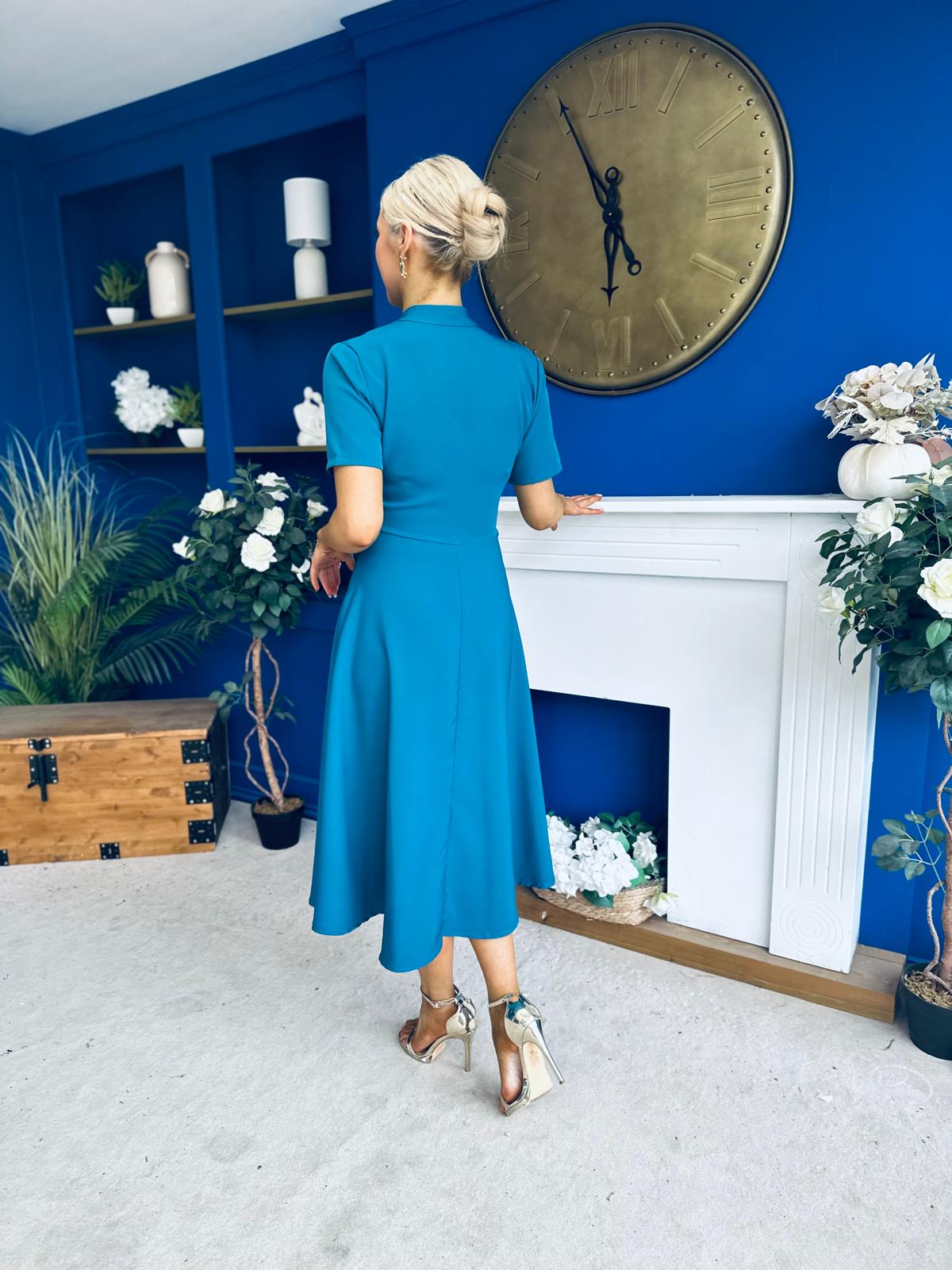 Simone Short Sleeve Midi Dress Teal