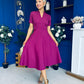 Simone Short Sleeve Midi Dress Berry