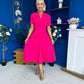 Simone Short Sleeve Midi Dress Hot Pink