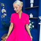 Simone Short Sleeve Midi Dress Hot Pink
