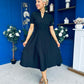 Simone Short Sleeve Midi Dress Black
