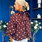 Karina Bow Detail Puff Sleeve Top Pink Polka Chocolate