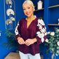 Fiona Crochet Sleeve Corduroy Top Burgundy