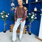 Alana Gathered Top Crochet Detail Sleeve Chocolate