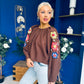 Alana Gathered Top Crochet Detail Sleeve Chocolate