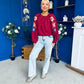 Alana Gathered Top Crochet Detail Sleeve Wine