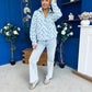 LuLu Half Zip Fleece Leopard Blue
