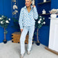 LuLu Half Zip Fleece Leopard Blue