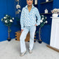 LuLu Half Zip Fleece Leopard Blue