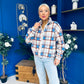 LuLu Full Zip Fleece Blue Check Cream