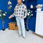LuLu Full Zip Fleece Blue Check Cream