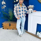LuLu Full Zip Fleece Blue Check Cream