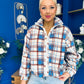 LuLu Full Zip Fleece Blue Check Cream