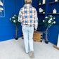 LuLu Full Zip Fleece Blue Check Cream