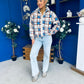 LuLu Full Zip Fleece Blue Check Cream
