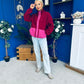 Mimi Contrast Block Colour Full Zip Fleece Wine