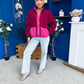 Mimi Contrast Block Colour Full Zip Fleece Wine