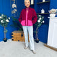 Mimi Contrast Block Colour Full Zip Fleece Wine